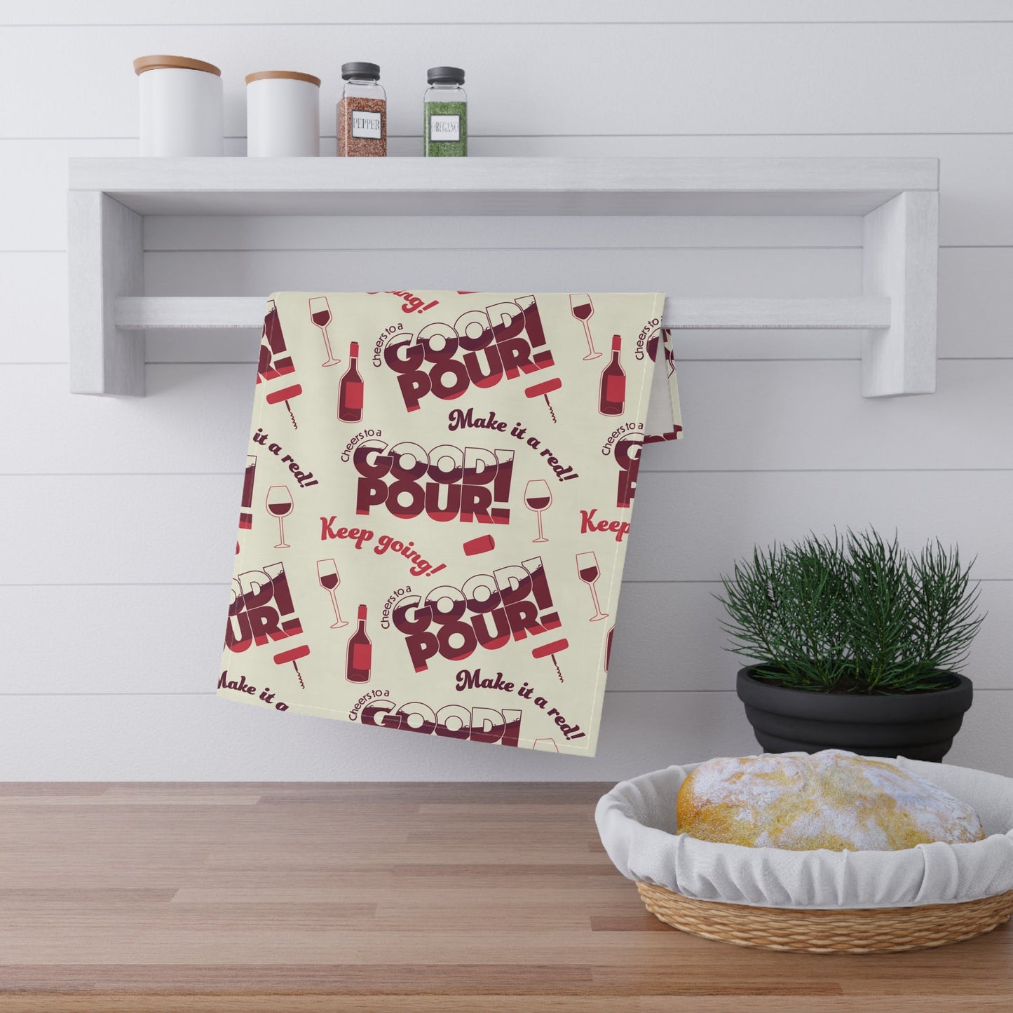 Kitchen & Dining Cheers to a Good Pour | Wine-Themed Kitchen/Bar Towel | Absorbent Cotton or Polyester