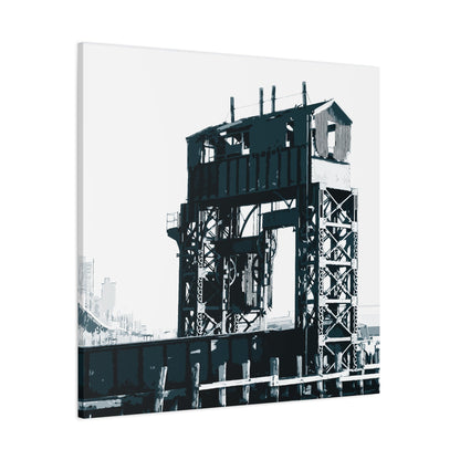 UWS Urban Decay Square Stretched Canvas Print — Hudson River NYC Graphic — Detail