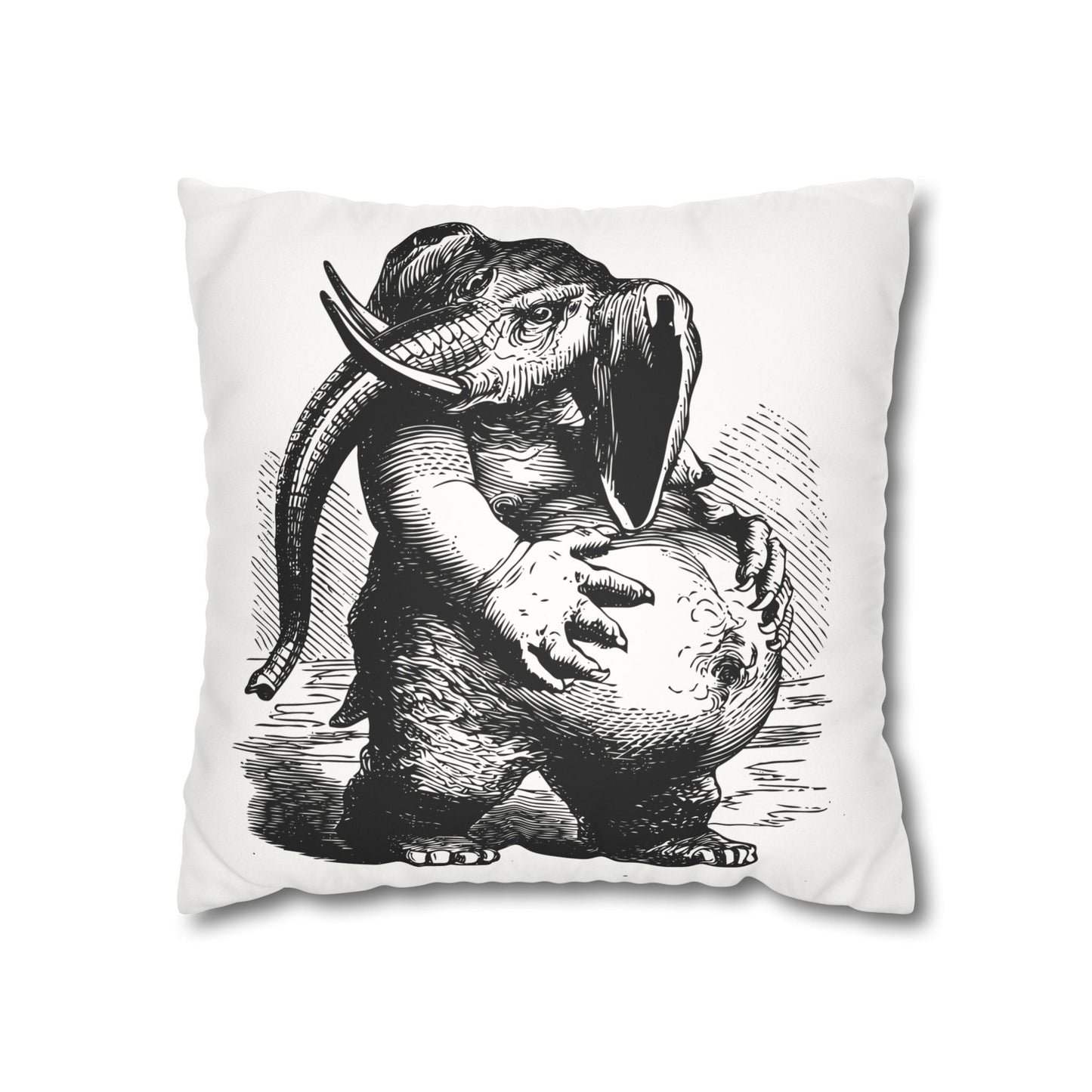 Behemoth from Dictionnaire Infernal 1863 — Victorian gothic elephant engraving throw pillow | variant