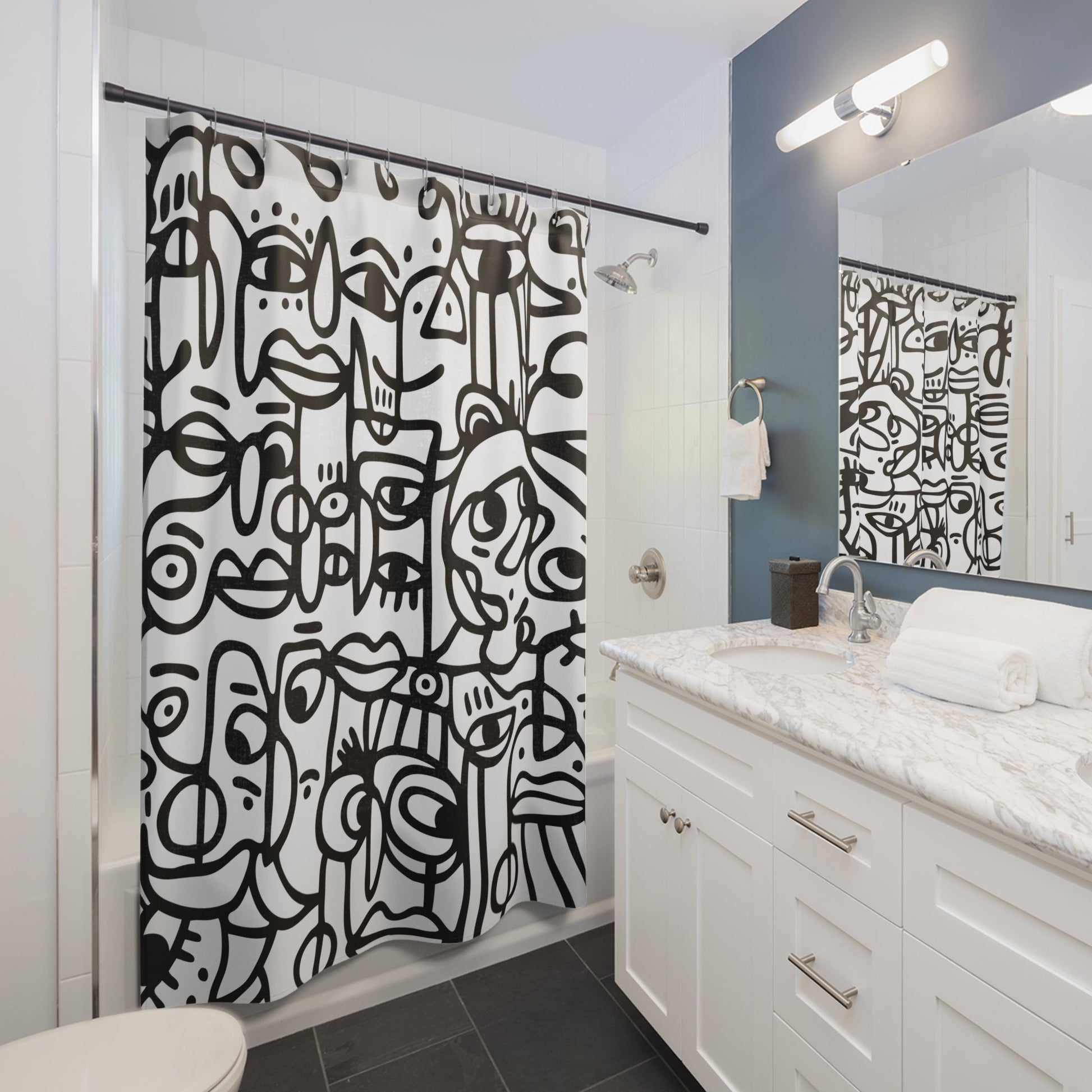Home Decor Peopling Shower Curtains | A Spa Nerd's Bathroom Essential | Quick-Dry Fabric with 12 Buttonholes
