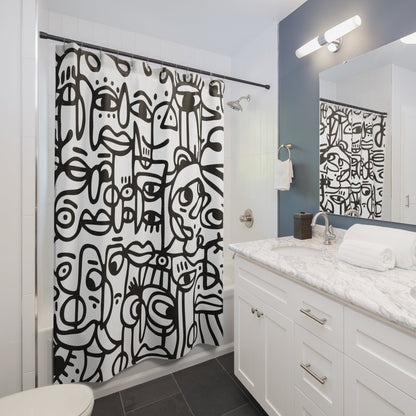 Home Decor Peopling Shower Curtains | A Spa Nerd's Bathroom Essential | Quick-Dry Fabric with 12 Buttonholes
