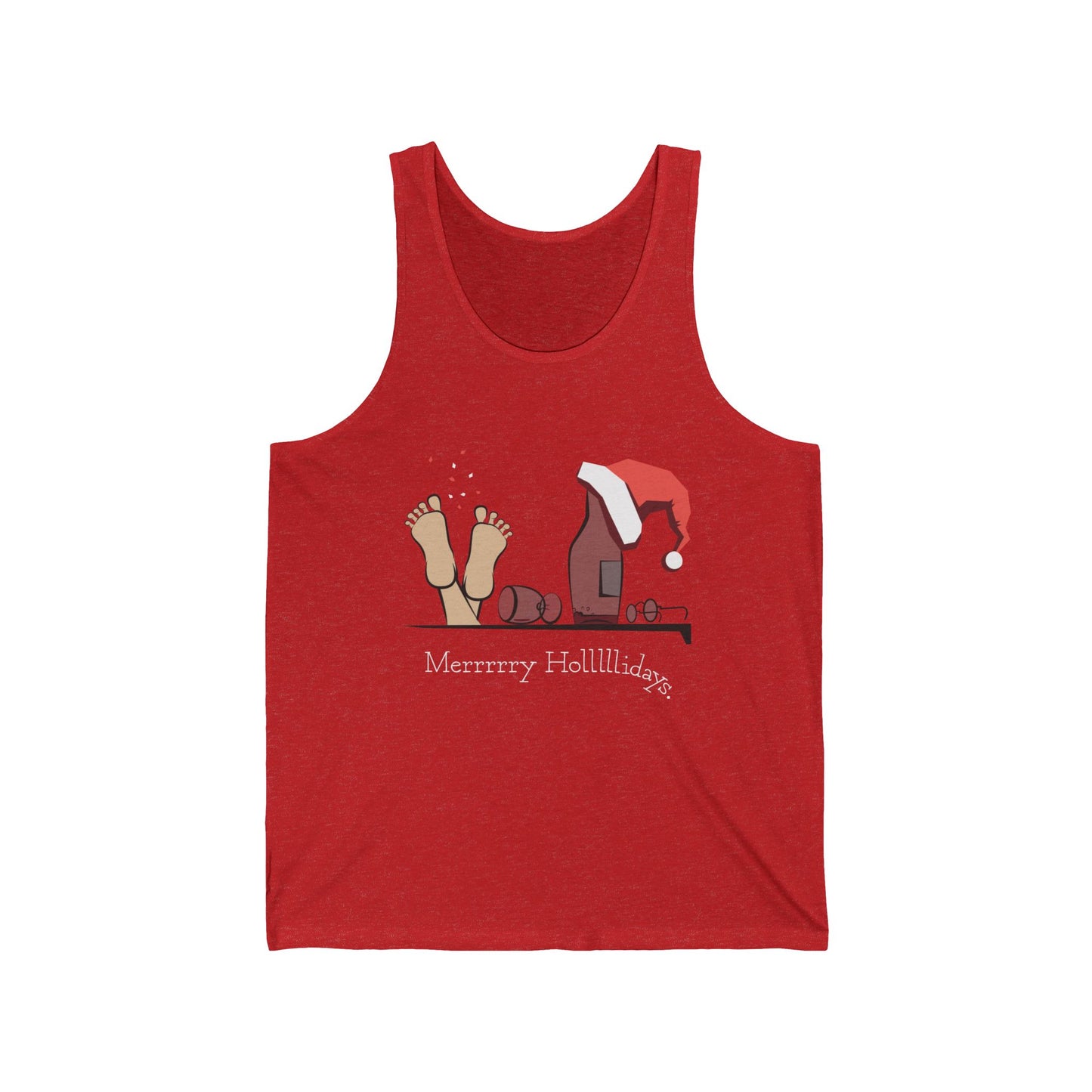 2XL-Red-TriBlend Tank Top Merry Holidays Drunk Santa Tank Top | Funny Boozy Christmas in July Shirt for Summer Celebrations