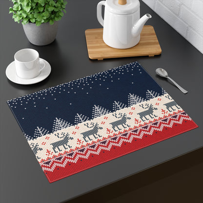 18-14 Kitchen & Dining Ugly Reindeer Sweater Placemat | 100% Cotton Placemat, 1pc