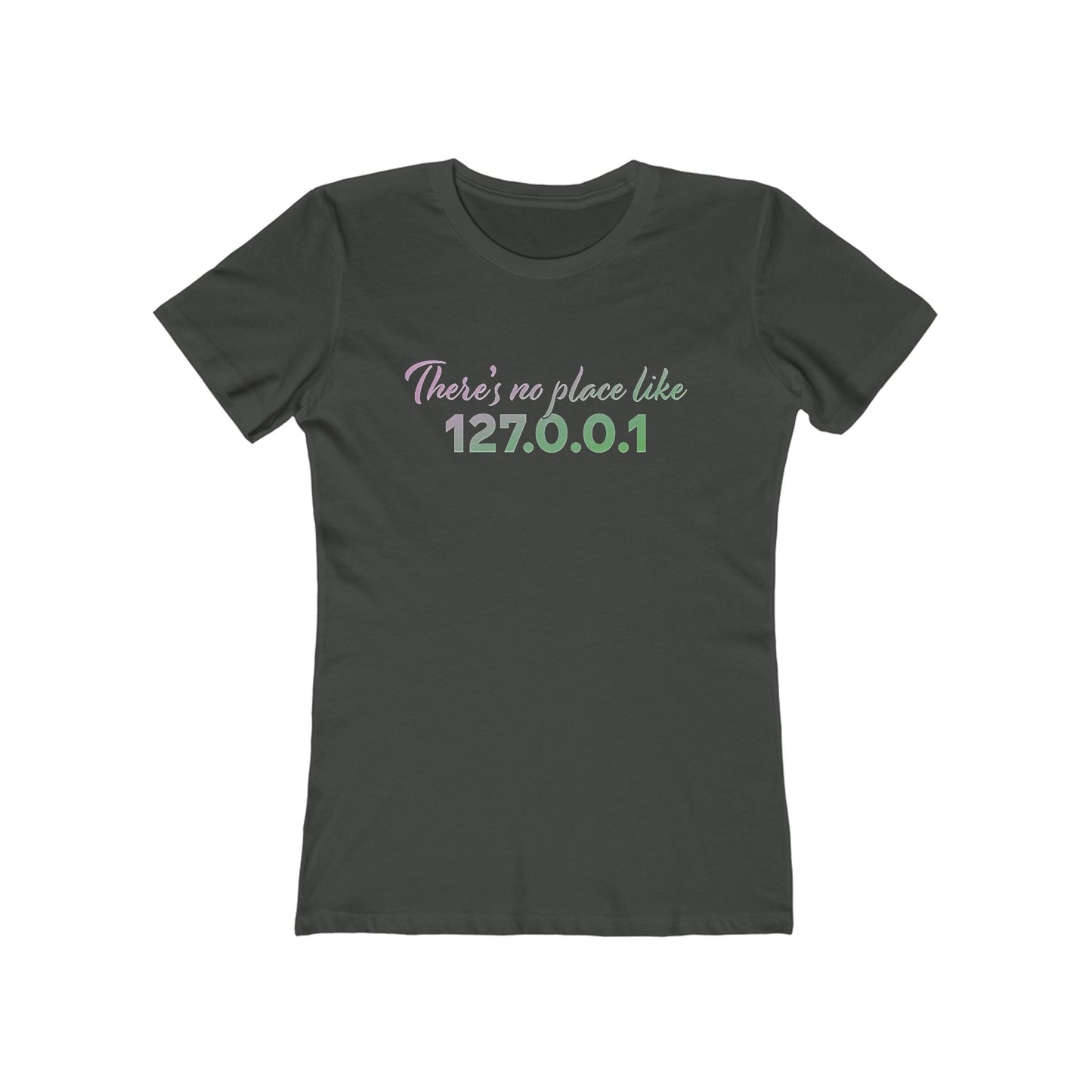 Women’s slim fit t-shirt with “127.0.0.1” localhost design, funny tech shirt for female coders and developers | variation