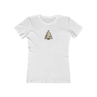 Solid-White-3XL T-Shirt 8-Bit Xmas Tree Women's T-Shirt | Slim Fit Shirt | Graphic Tee for Feminine Ladies