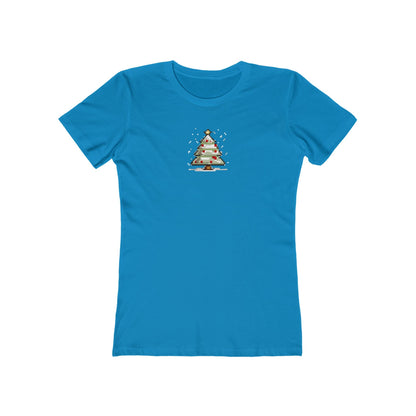 Solid-Turquoise-2XL T-Shirt 8-Bit Xmas Tree Women's T-Shirt | Slim Fit Shirt | Graphic Tee for Feminine Ladies