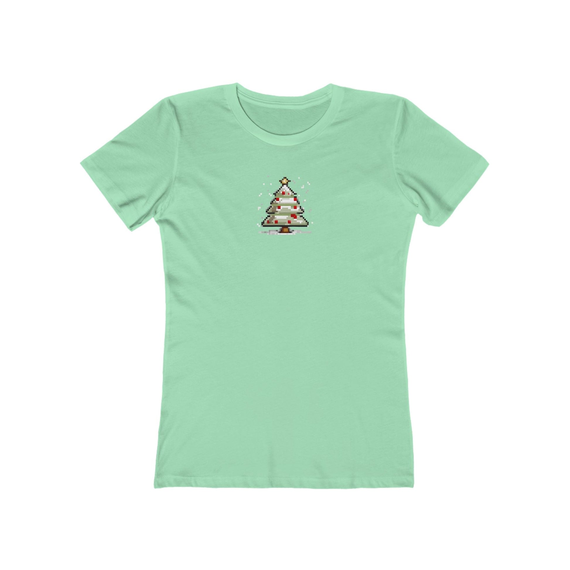 Solid-Mint-3XL T-Shirt 8-Bit Xmas Tree Women's T-Shirt | Slim Fit Shirt | Graphic Tee for Feminine Ladies