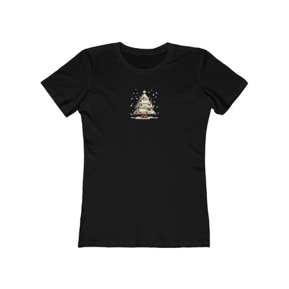 Solid-Black-3XL T-Shirt 8-Bit Xmas Tree Women's T-Shirt | Slim Fit Shirt | Graphic Tee for Feminine Ladies