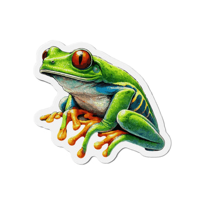 3-x-3-Die-Cut-1-pc Stickers Red-Eyed Tree Frog Vinyl Magnet | Quirky Frog Gift for Biology Nerds | Magnetized Fun