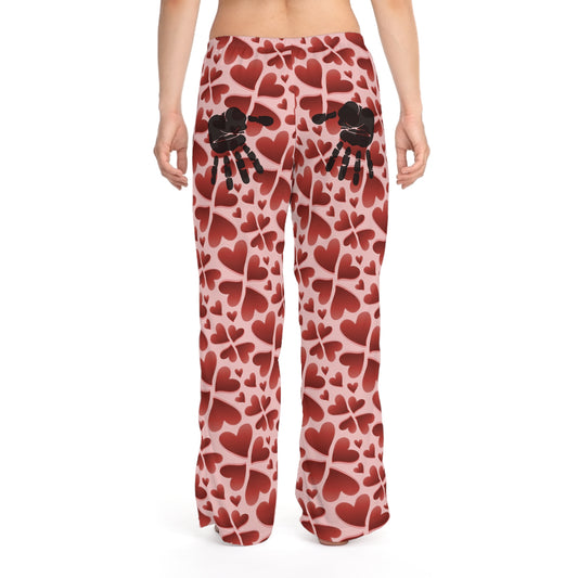 2XL-White-stitching All Over Prints Bursting with Love Women’s Pajama Bottoms | Valentine’s Loungewear | Cheeky Feb 14 Style