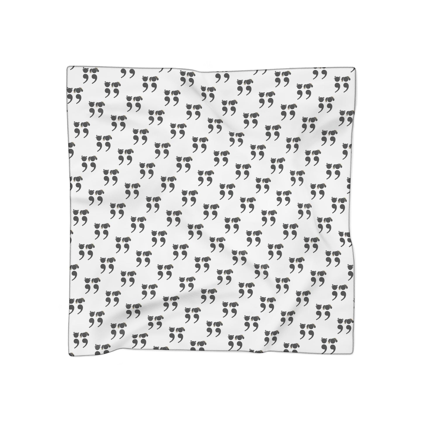 Black and white scarf featuring semicolon-style dog and cat faces in a minimalist repeating pattern – perfect for grammar nerds and pet lovers | variant