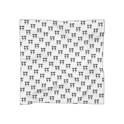 Black and white scarf featuring semicolon-style dog and cat faces in a minimalist repeating pattern – perfect for grammar nerds and pet lovers | variant