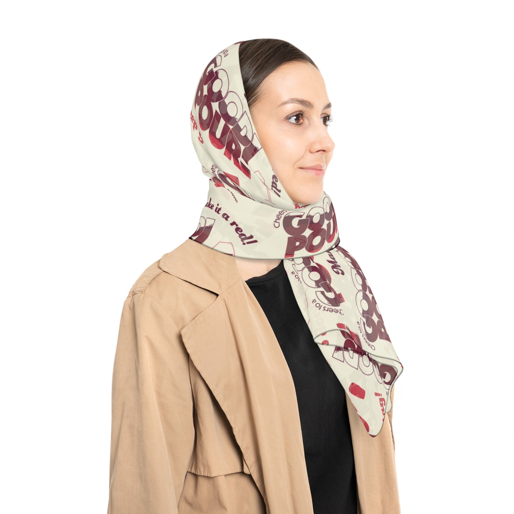 Accessories Cheers to a Good Pour | Wine-Themed Fashion Scarf | Lightweight Voile or Chiffon for National Red Wine Day