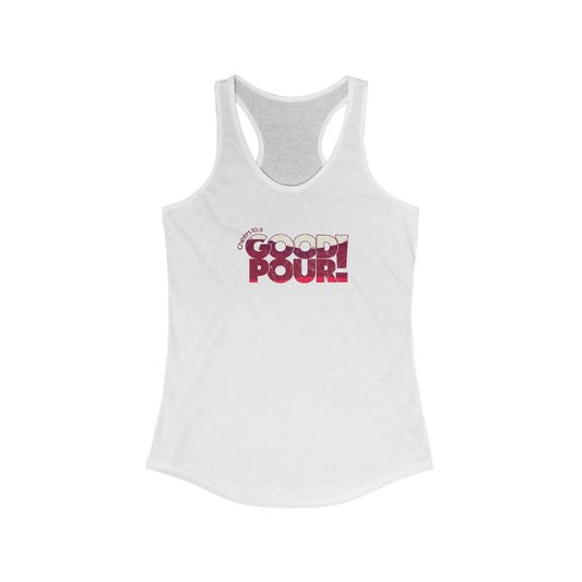 2XL-Solid-White Tank Top Cheers to a Good Pour | Distressed Retro Wine Tank | Women’s Racerback for National Red Wine Day