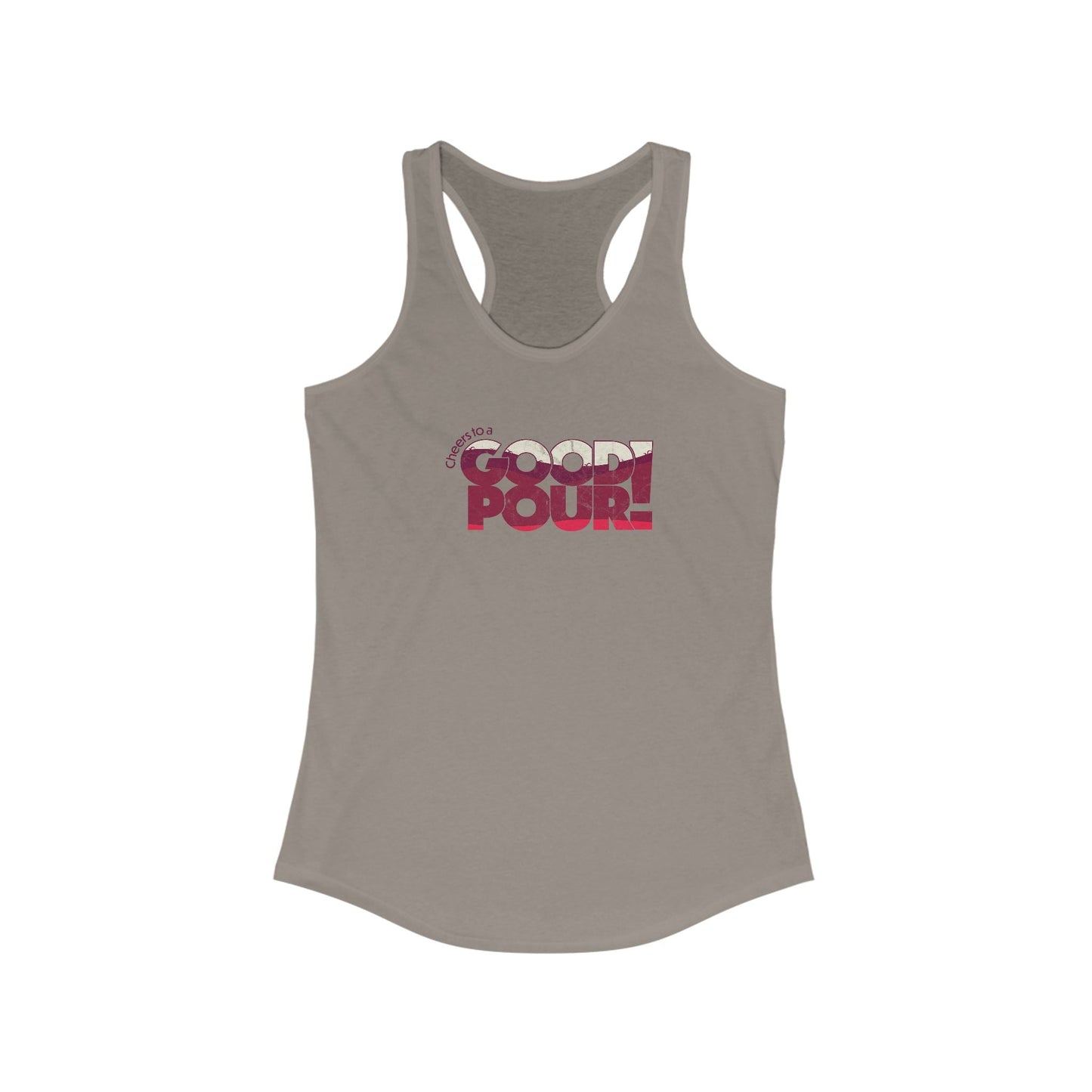 2XL-Solid-Warm-Gray Tank Top Cheers to a Good Pour | Distressed Retro Wine Tank | Women’s Racerback for National Red Wine Day