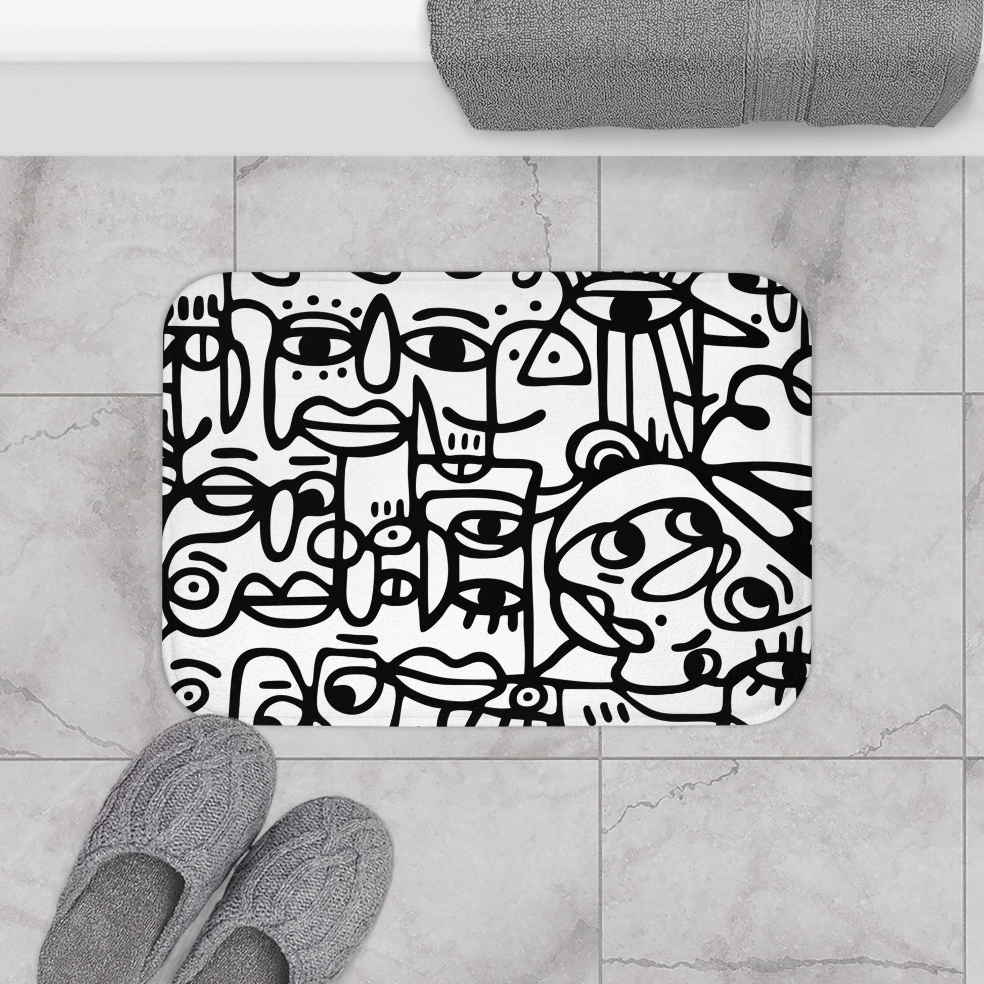 Home Decor Peopling Abstract Pattern Bath Mat | Anti-Slip Microfiber Bathroom Decor