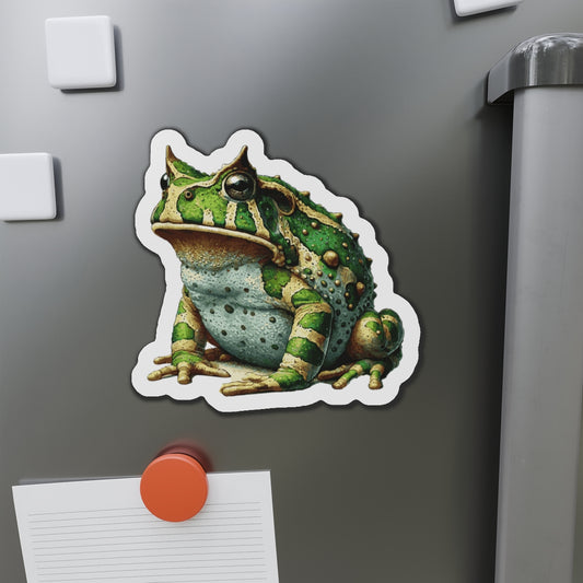 6-6-Die-Cut-1-pc Stickers Amazonian Horned Frog Vinyl Magnet | Quirky Frog Gift for Biology Nerds | Magnetized Fun