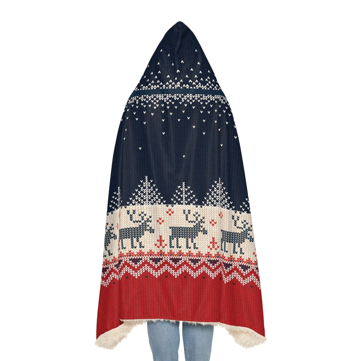 All Over Prints Ugly Reindeer Sweater Hoodie Snuggle Blanket | Cozy Knit-Effect | Secular Christmas Home Decor