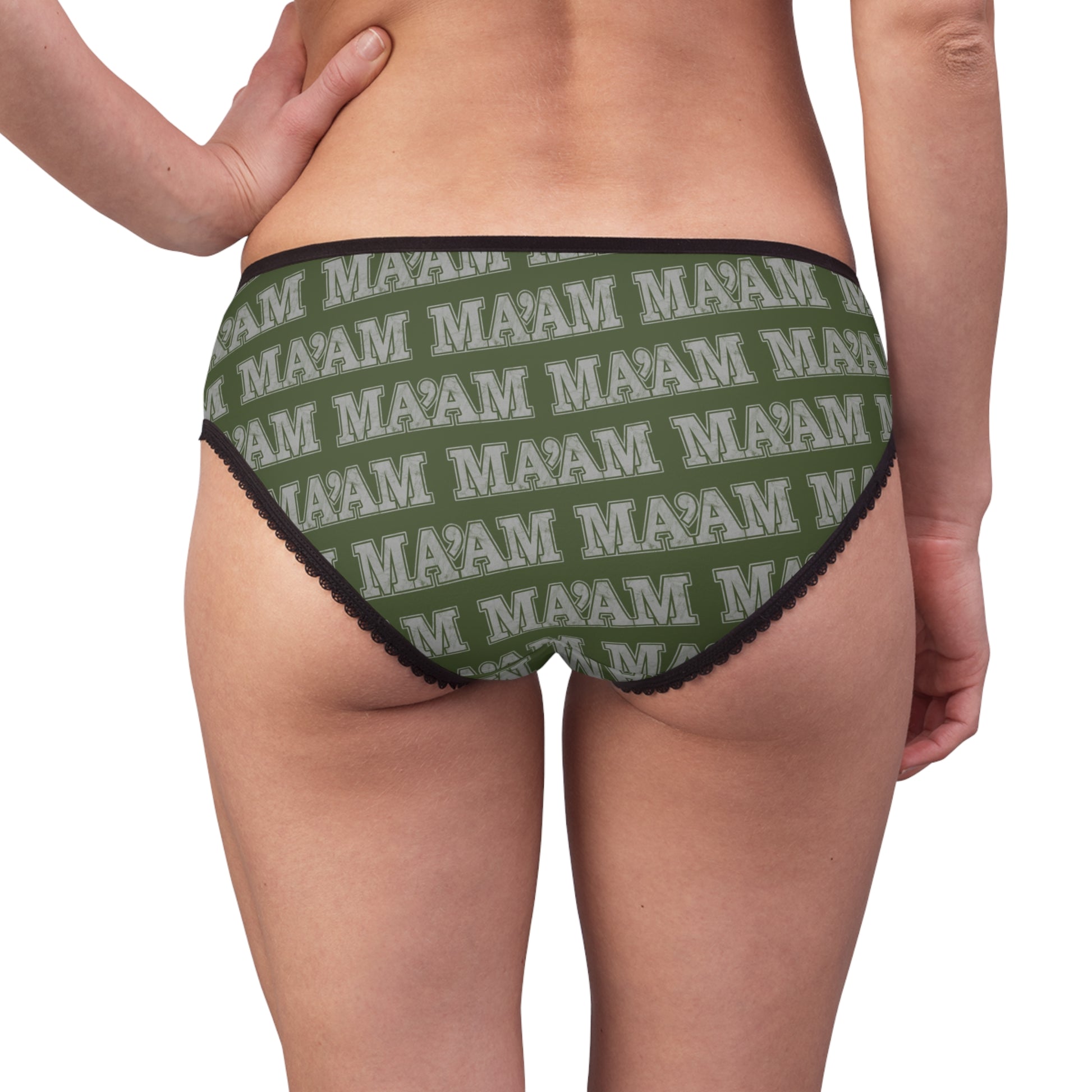 All Over Prints Ma’am Alpha Female Military Nerd Briefs | Army Green Distressed Pattern | Commanding Underwear for Alpha Women