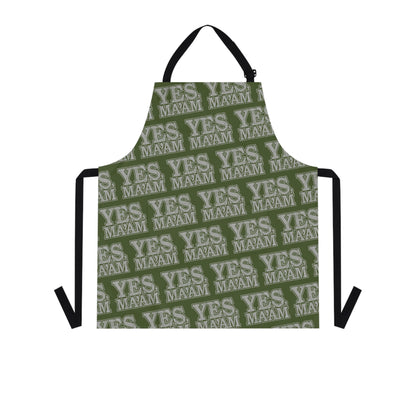 All Over Prints Yes Ma’am Alpha Female Military Nerd Apron | Army Green Distressed Pattern | Empowering Kitchen Gear for Alpha Women