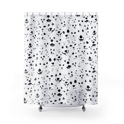 Funny Dog Lover Shower Curtain | Pet Faces Pattern Bathroom Decor | main shot