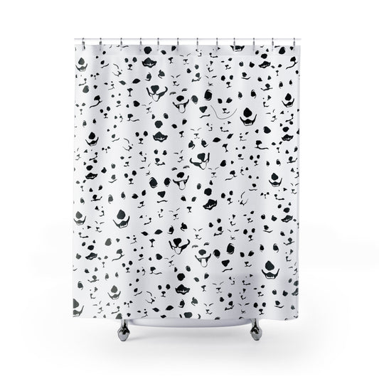Funny Dog Lover Shower Curtain | Pet Faces Pattern Bathroom Decor | main shot