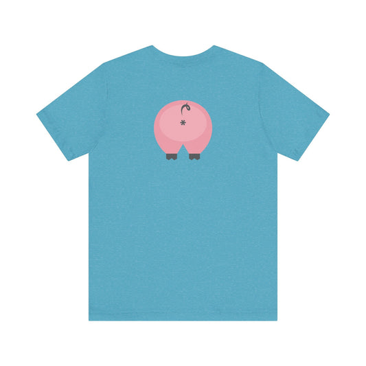 Heather Aqua / 3XL Clothing Stuff > Shirts & Tops > Short Sleeve Jersey Tee Funny Pig Butt Short Sleeve Jersey Tee – Cheeky Gift for Animal Lovers