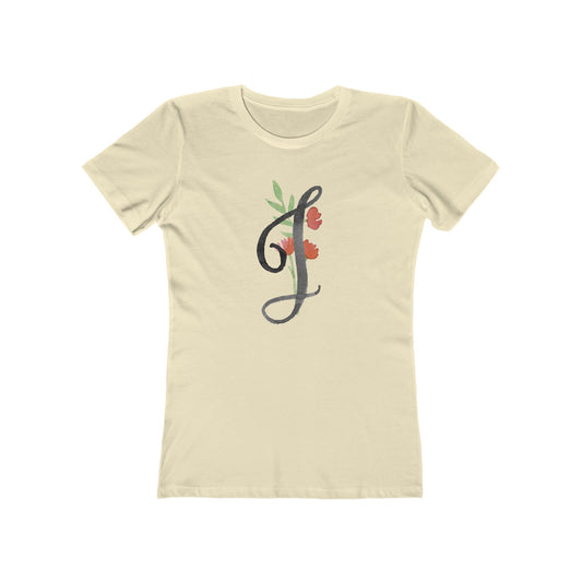 Clothing Stuff > Shirts & Tops > Women's Slim Fit Tee Watercolor Flower Letter J T-Shirt – Garden Nerd Tee for Plant Moms