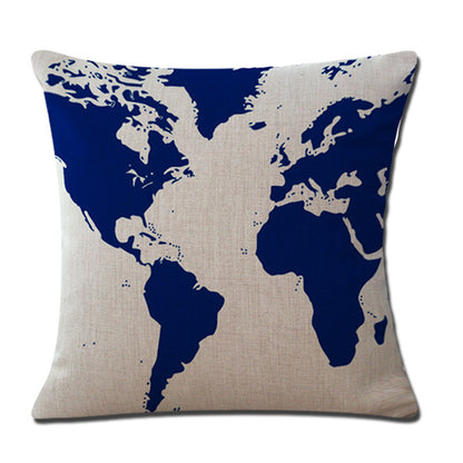 Home Decor Cotton Pillow Covers Square World 17.5x17.5