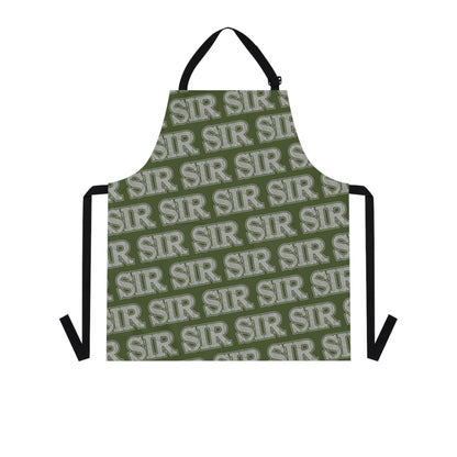 One-size-Black All Over Prints Sir Alpha Guy Military Nerd Apron | Army Green Distressed Pattern | Commanding Kitchen Gear for Alpha Personalities