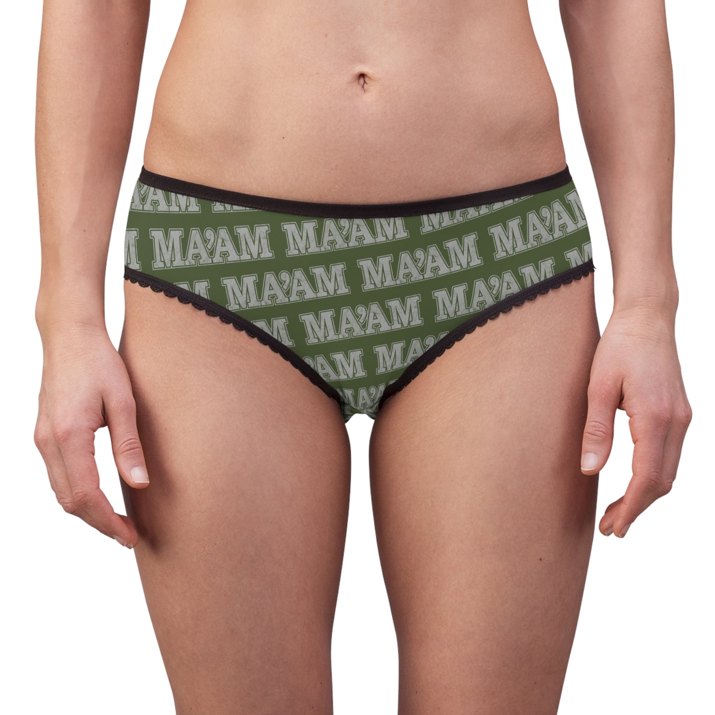 All Over Prints Ma’am Alpha Female Military Nerd Briefs | Army Green Distressed Pattern | Commanding Underwear for Alpha Women