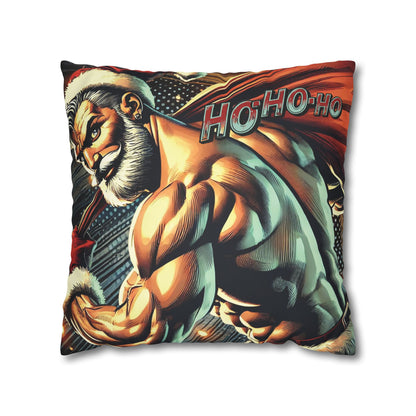 18-18 Home Decor Ho Ho Ho Naughty Santa Faux Suede Throw Pillow Cover | Double-Sided Holiday Decor for Comic Book Nerds