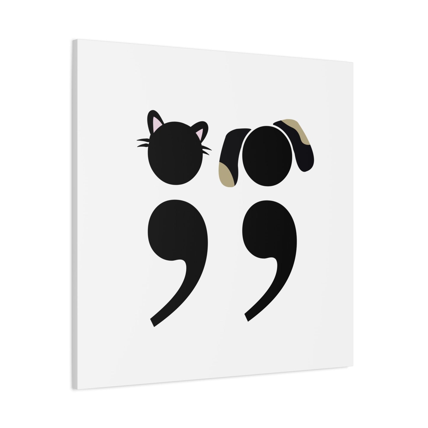 Minimalist canvas wall art featuring semicolon cat design for grammar nerds | variant