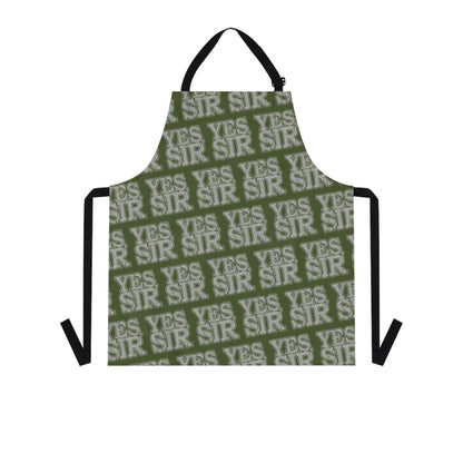 All Over Prints Yes Sir Alpha Guy Military Nerd Apron | Army Green Distressed Pattern | Commanding Kitchen Gear for Alpha Personalities