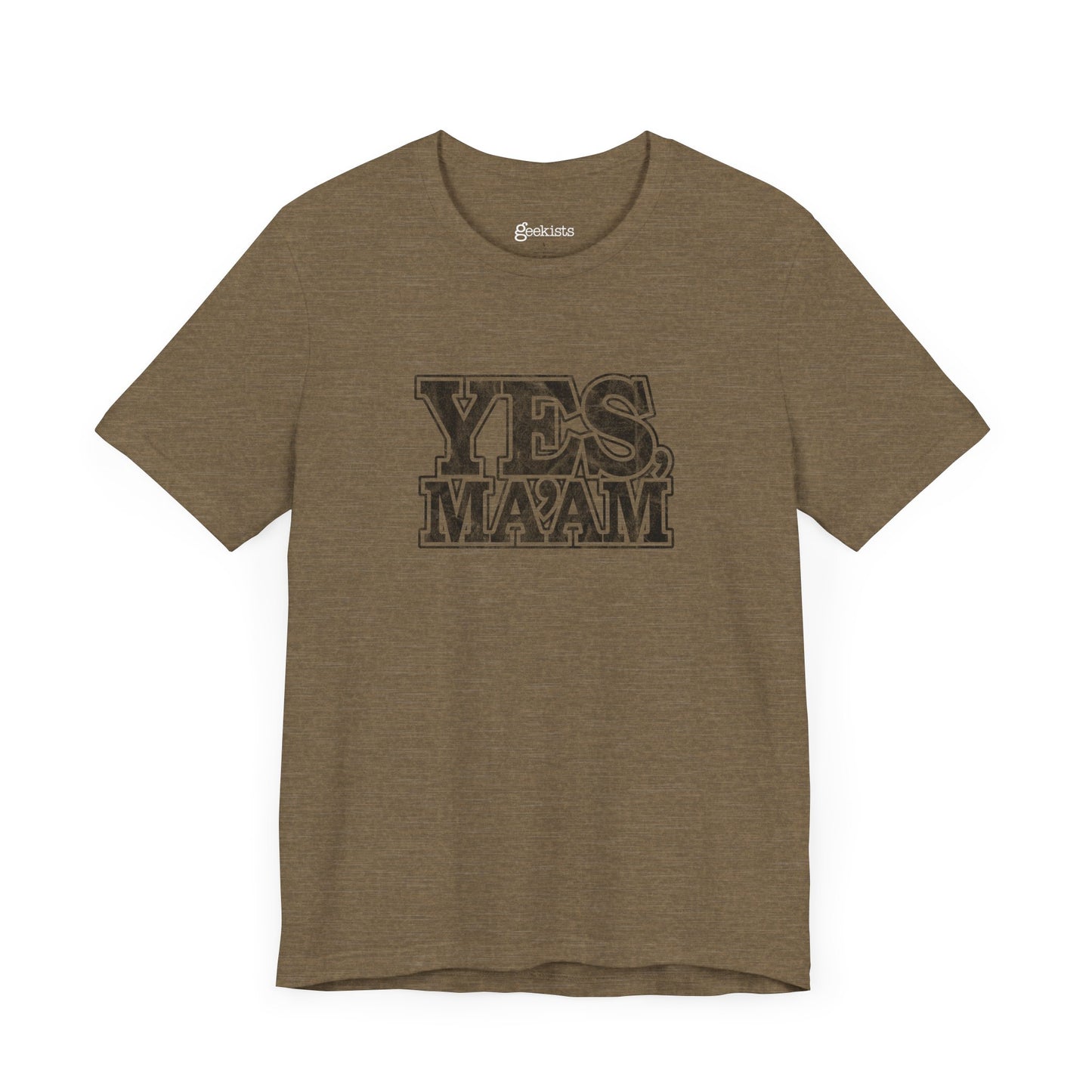 Heather-Olive-3XL T-Shirt Yes Ma'am! Alpha Female Military Nerd T-Shirt | Distressed Command Tees for Army Families