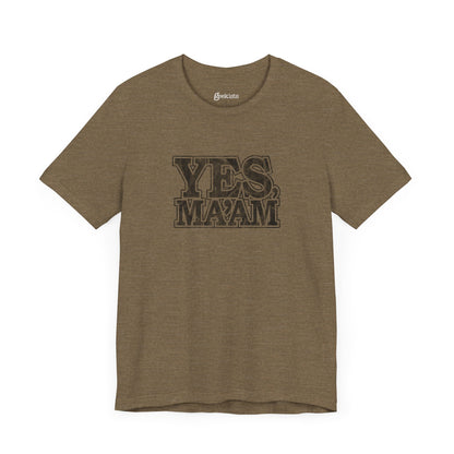 Heather-Olive-3XL T-Shirt Yes Ma'am! Alpha Female Military Nerd T-Shirt | Distressed Command Tees for Army Families