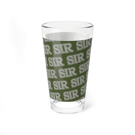 Mug Sir Alpha Guy Military Nerd Pint Glass | Army Green Distressed Pattern | Alpha Drinkware for Commanding Personalities