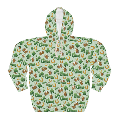 Find the Nerdy Leprechaun Hoodie | Interactive St. Patrick’s Day Print | Shamrocks & Frothy Beer