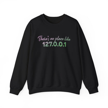 Unisex crewneck sweatshirt with 127.0.0.1 localhost print, cozy geeky pullover for programmers and tech lovers | variation