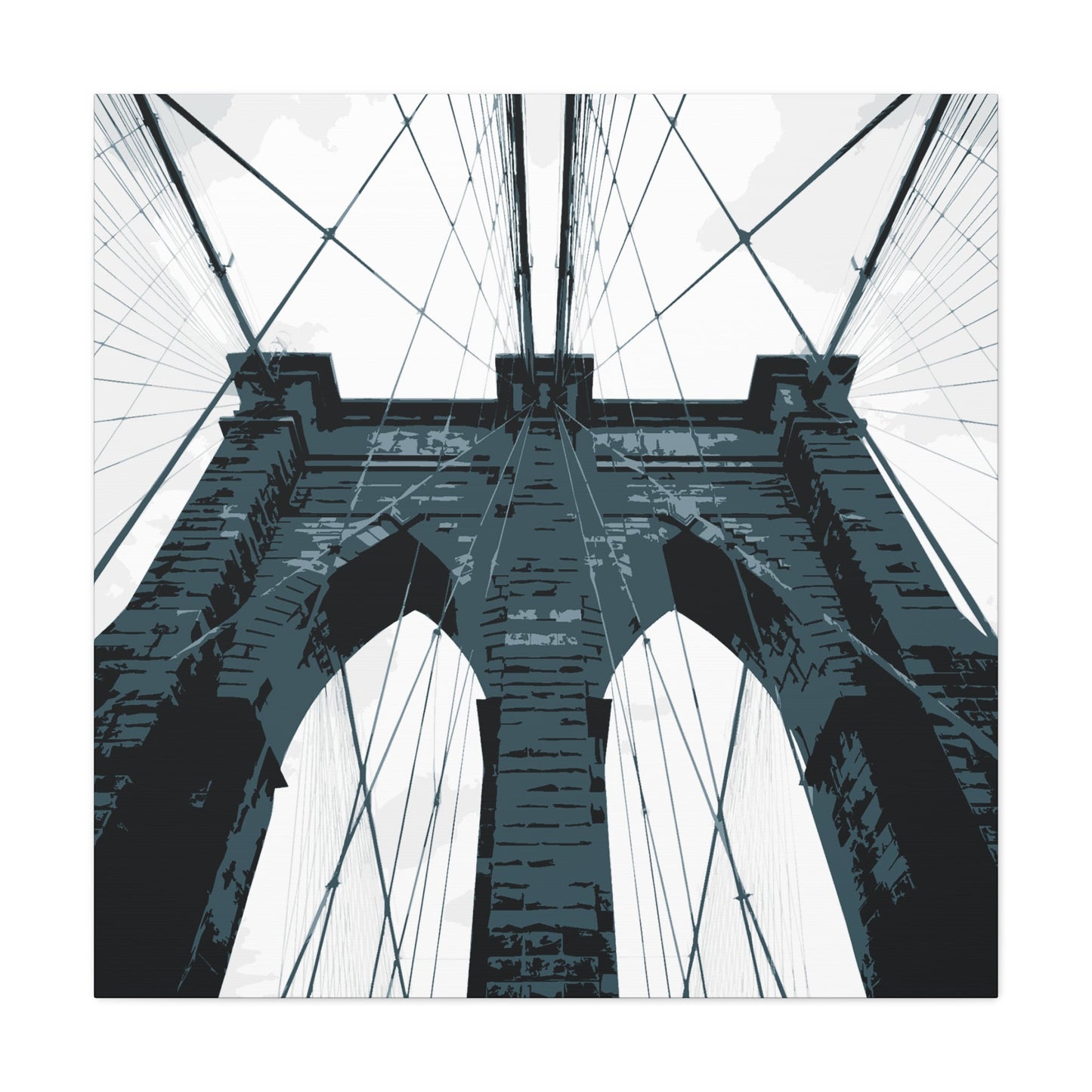 Brooklyn Bridge NYC Square Stretched Canvas Print — Graphic — Detail