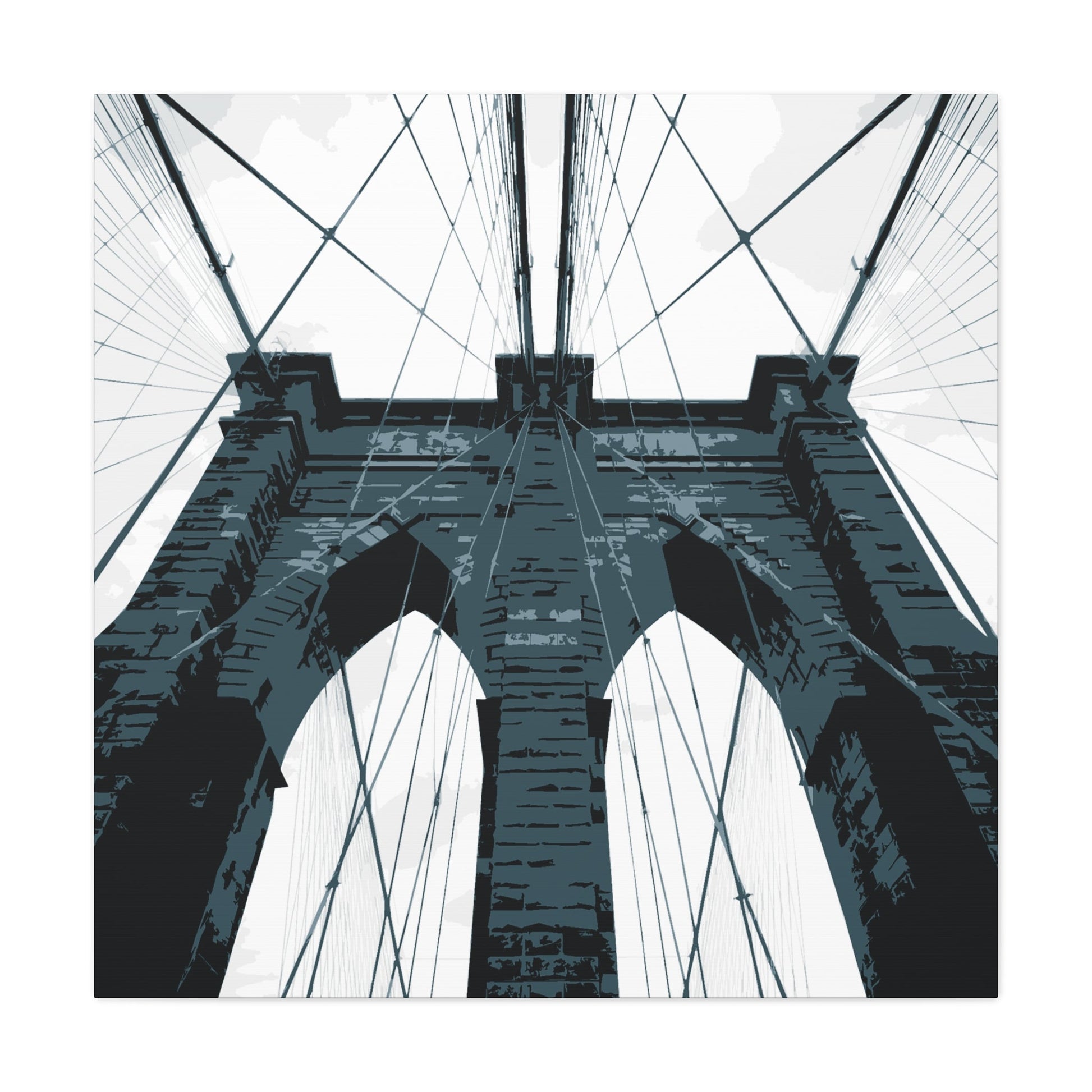 Brooklyn Bridge NYC Square Stretched Canvas Print — Graphic — Detail