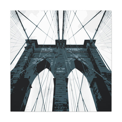 Brooklyn Bridge NYC Square Stretched Canvas Print — Graphic — Detail