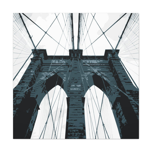 Brooklyn Bridge NYC Square Stretched Canvas Print — Graphic — Detail