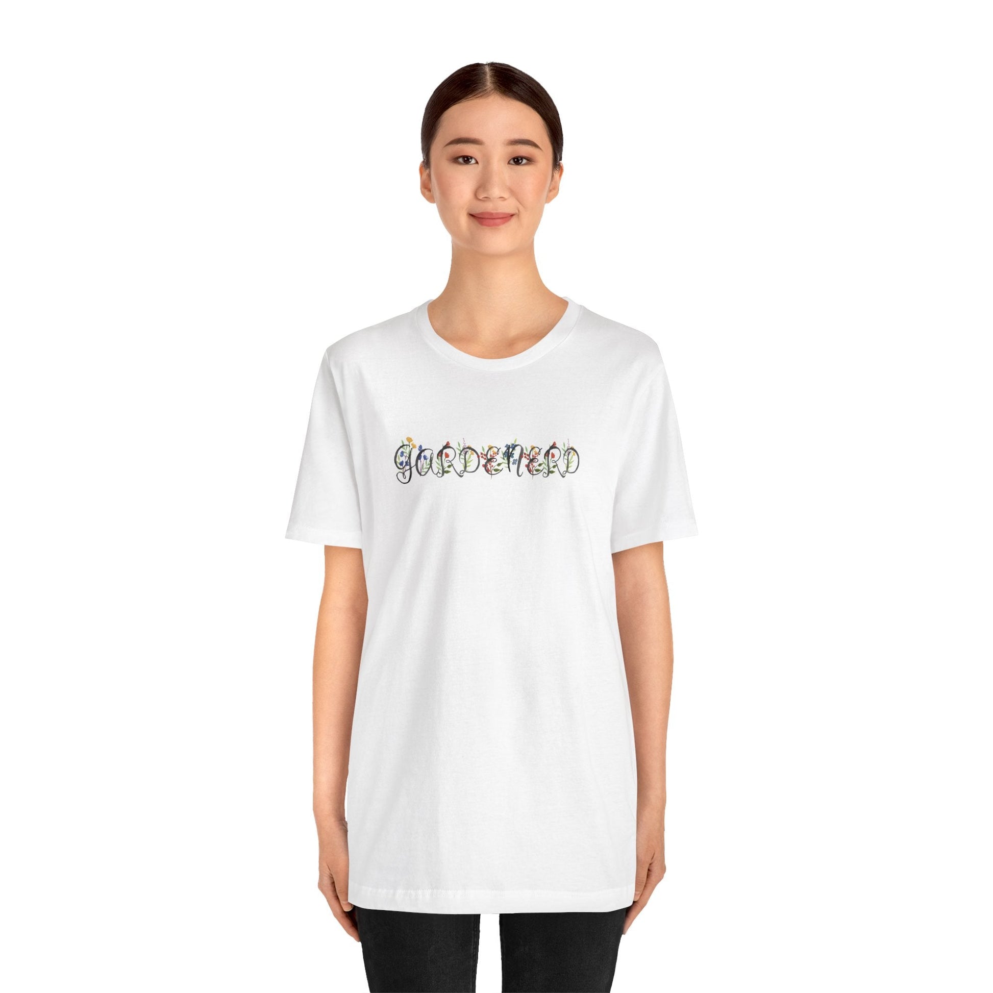 T-Shirt Gardenerd Unisex T-Shirt – Funny Garden Nerd Shirt with Watercolor Floral Design | Made in USA | Free Shipping