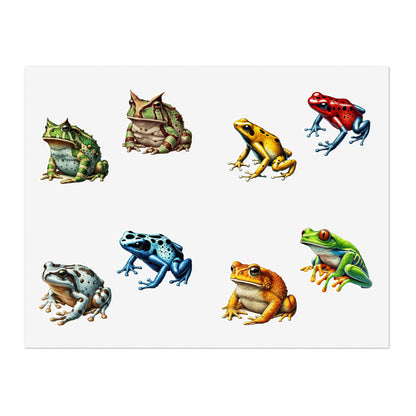 Frog Sticker Sheets | 8 Unique Frog Designs | Large and Small Stickers for Biology Nerds