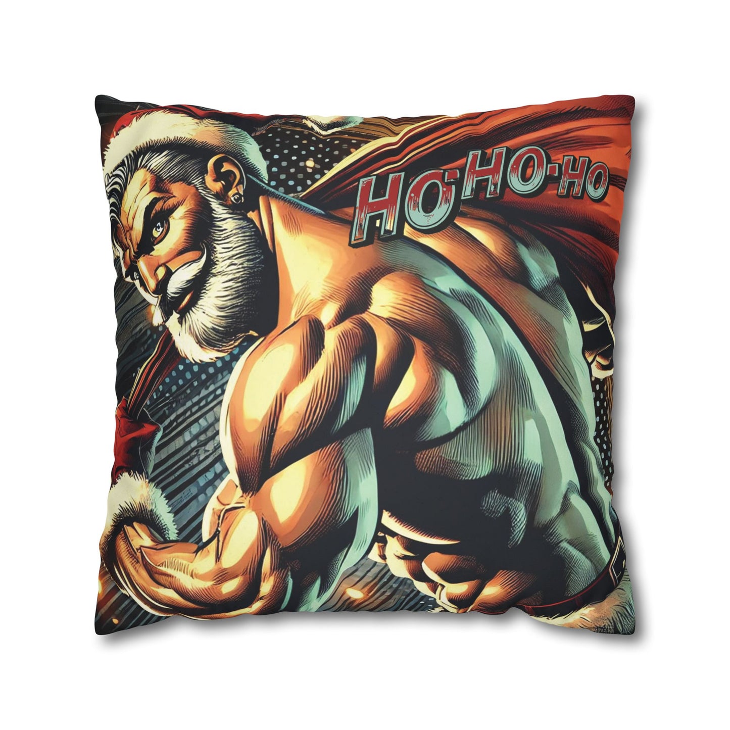 20-20 Home Decor Ho Ho Ho Naughty Santa Faux Suede Throw Pillow Cover | Double-Sided Holiday Decor for Comic Book Nerds