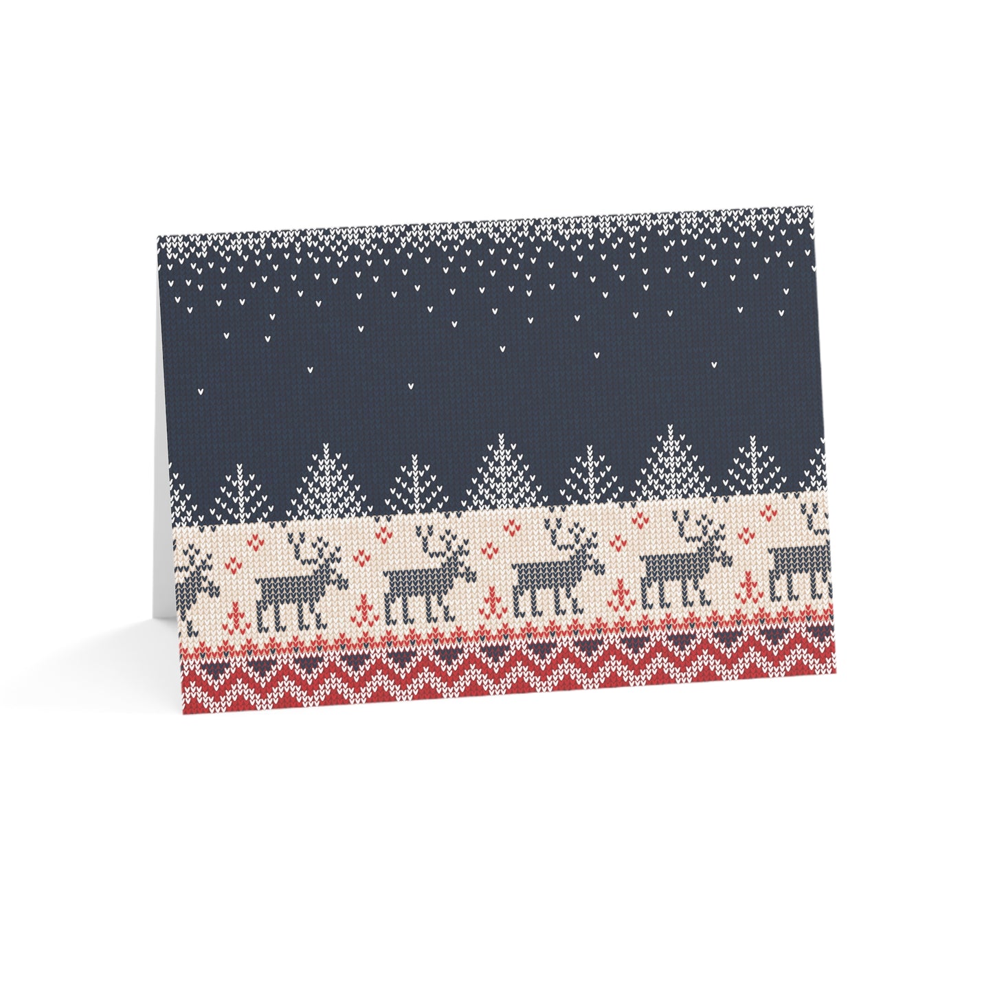 7-x-5-Horizontal-Coated-one-side-10-pcs Paper products Ugly Reindeer Sweater Holiday Greeting Cards | Knit-Effect Christmas Cards for Agnostic Gift Giving