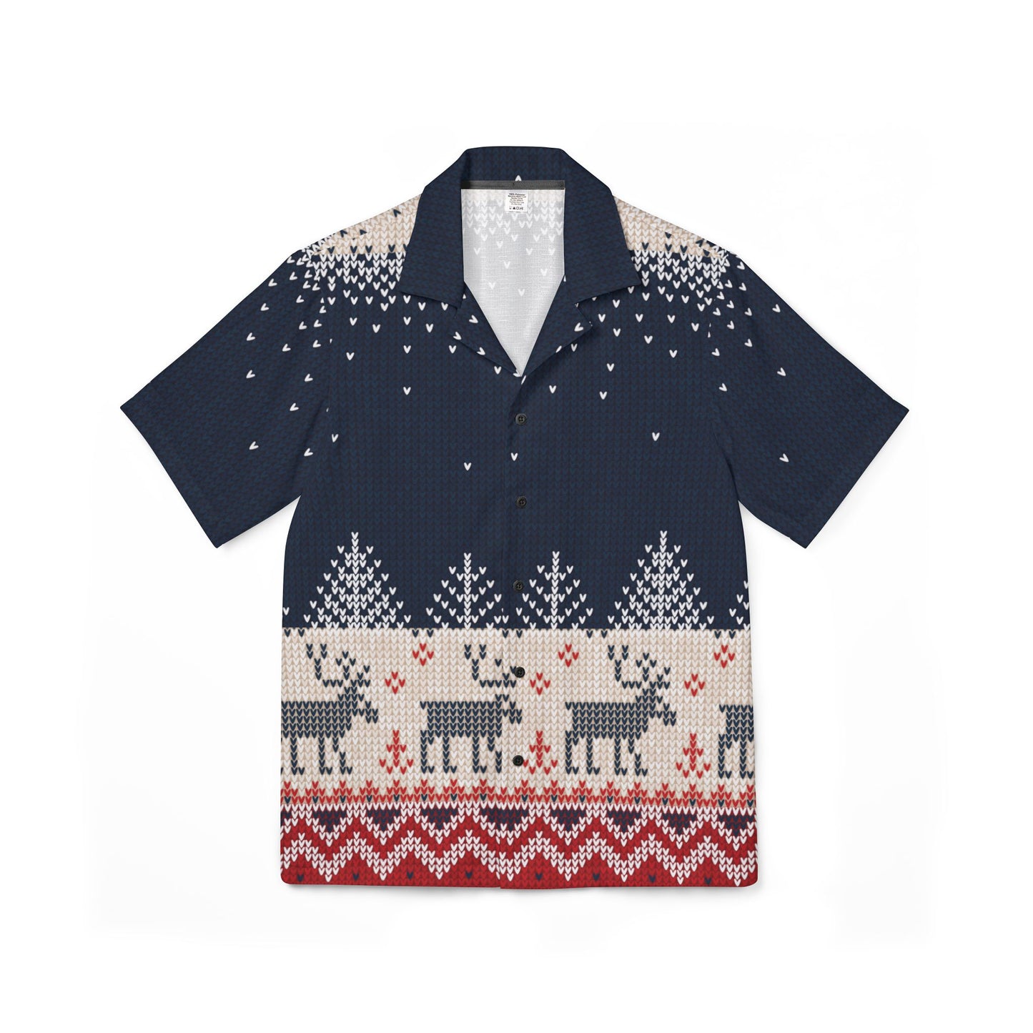 Ugly Reindeer Sweater Men’s Hawaiian Camp Shirt | Festive Knit-Look Button-Up | Funny Holiday Fashion