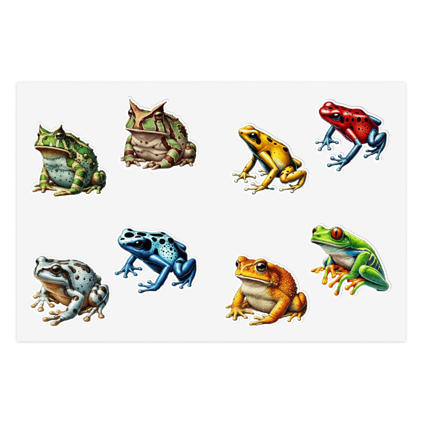 Frog Sticker Sheets | 8 Unique Frog Designs | Large and Small Stickers for Biology Nerds