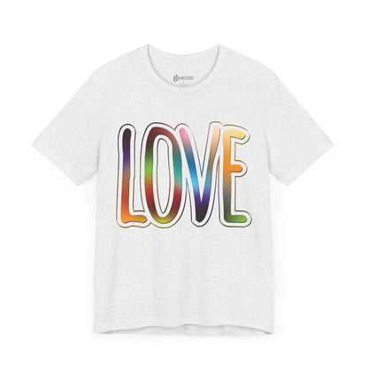 Ash-3XL T-Shirt Big Love, Love Big | Bold Rainbow Typography Unisex Lightweight Jersey T-Shirt for Valentine’s, Pride, and Weddings